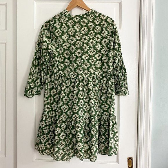 Zara Boho Green Cotton Dress XS - Picture 5 of 6